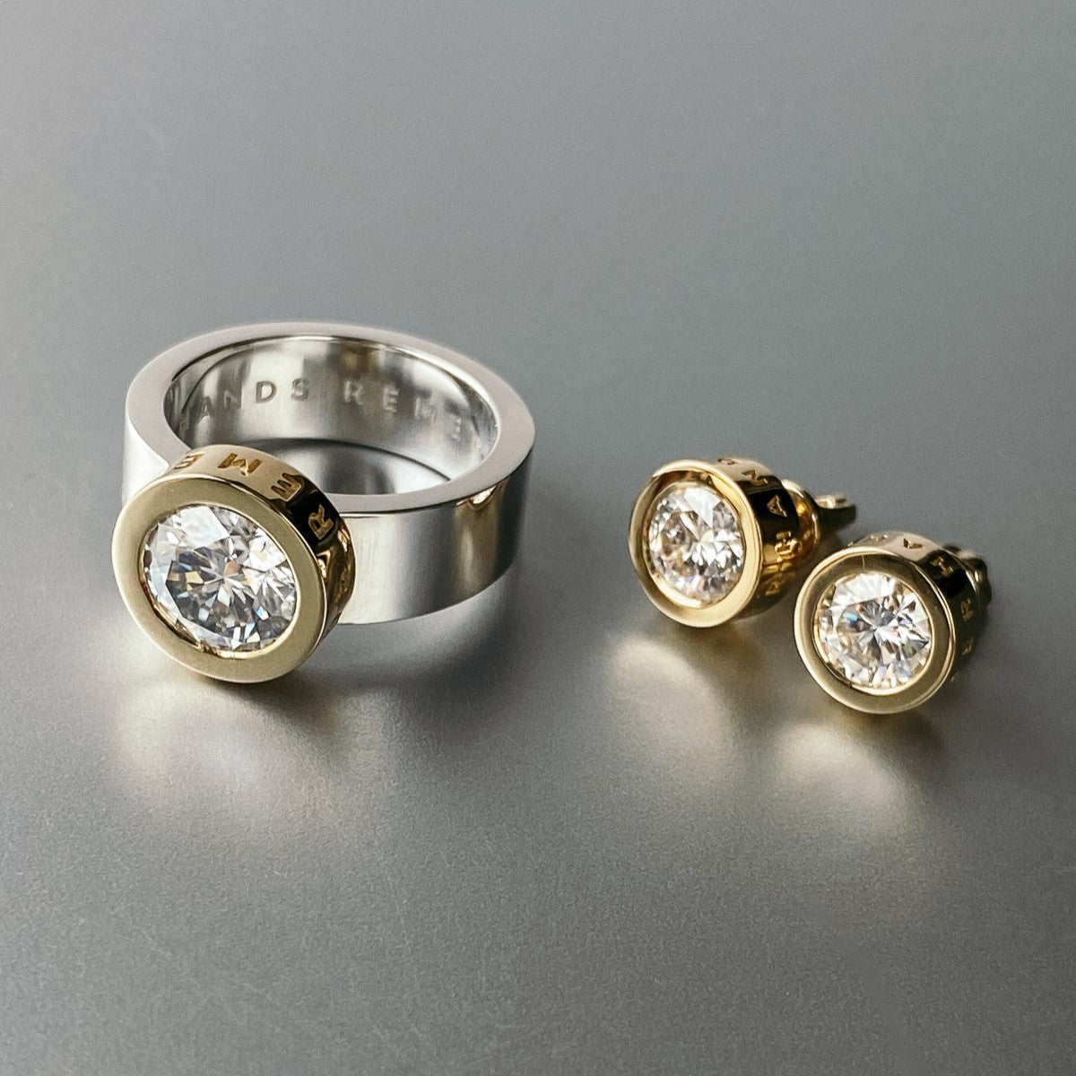 SET "STONE BALL" WITH MOISSANITE | SOLID GOLD & SILVER