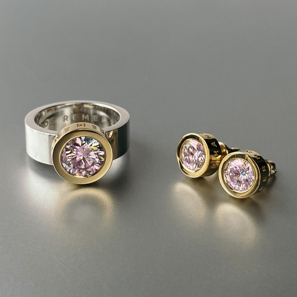 SET "STONE BALL" WITH MORGANITE | SOLID GOLD & SILVER