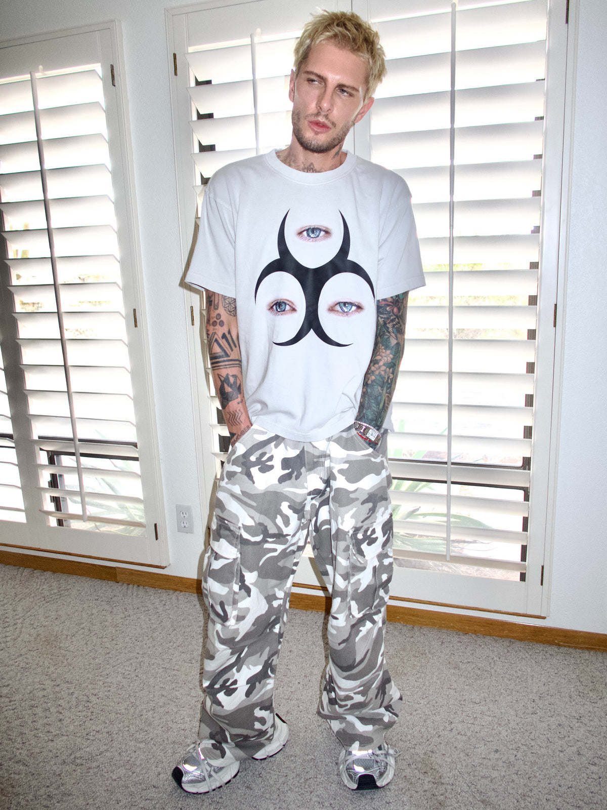 Light grey T-shirt with the “Third Eye” graphic, standing front view.