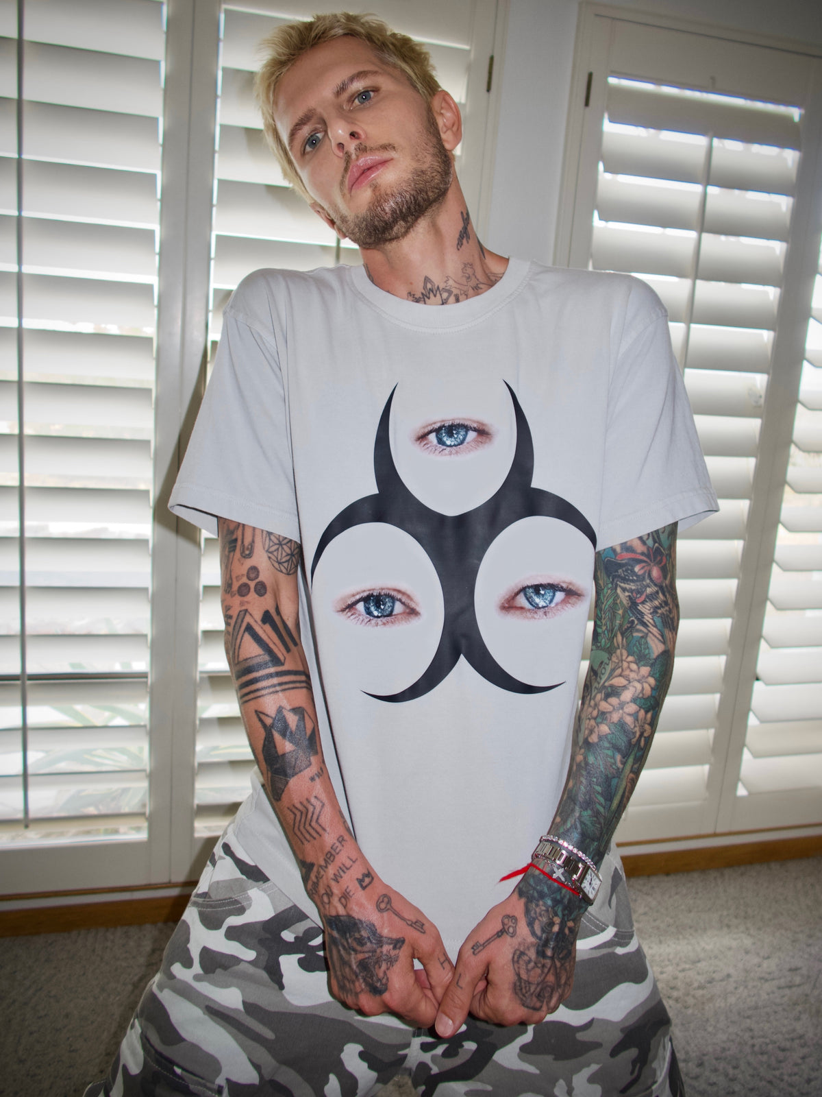 Light grey T-shirt with the “Third Eye” graphic, close-up front view.