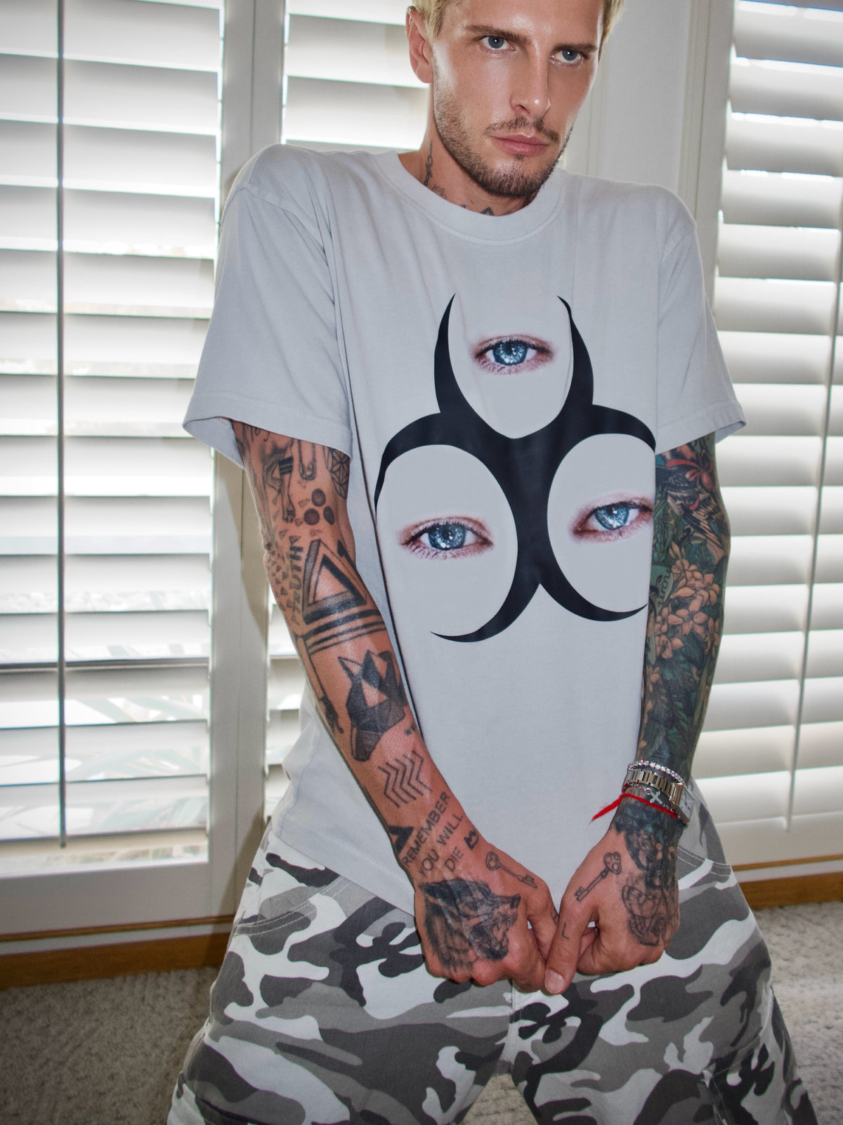 Light grey T-shirt with the “Third Eye” graphic, close-up front view.