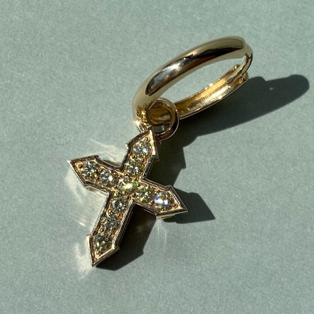 EARRING CROSS "GLOW" WITH YELLOW DIAMONDS / SOLID GOLD