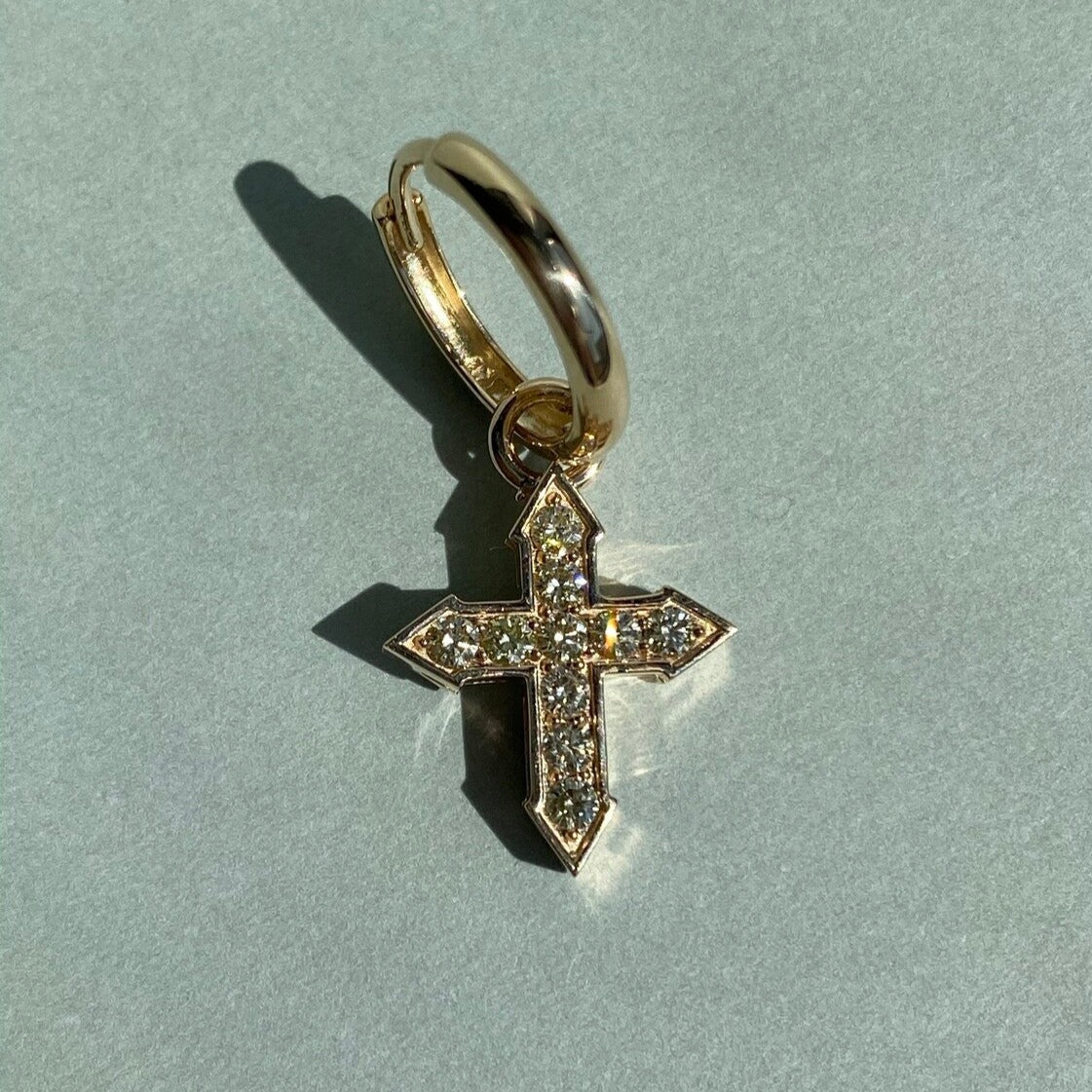 EARRING CROSS "GLOW" WITH YELLOW DIAMONDS / SOLID GOLD
