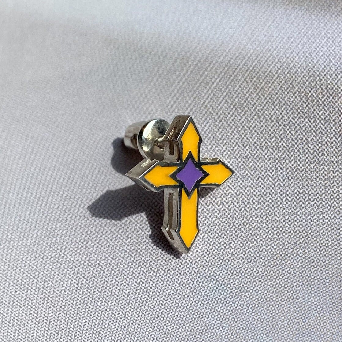 STUD CROSS “STAINED GLASS” / SILVER & COLORED ENAMEL