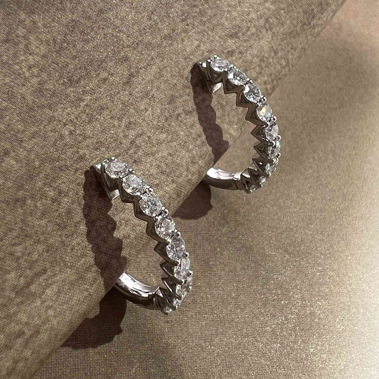 HOOP EARRINGS "ARCHES" WITH WHITE DIAMONDS / SOLID GOLD
