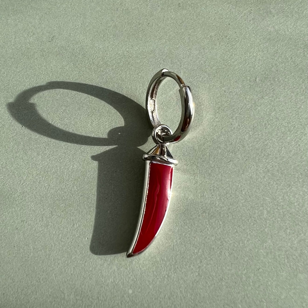 EARRING "HOT CHILI'/ SILVER & COLORED ENAMEL