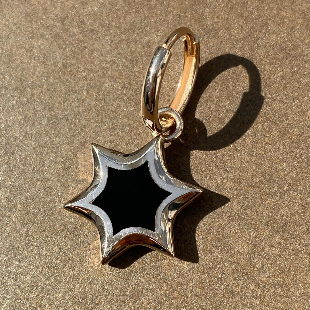EARRING "STAR OF DAVID" WITH COLORED ENAMEL / SOLID GOLD