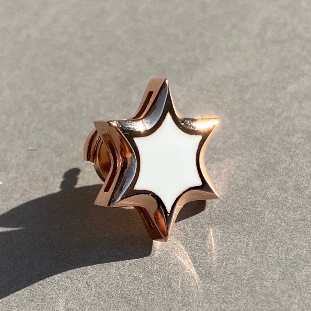 STUD "STAR OF DAVID" WITH COLORED ENAMEL / SOLID GOLD