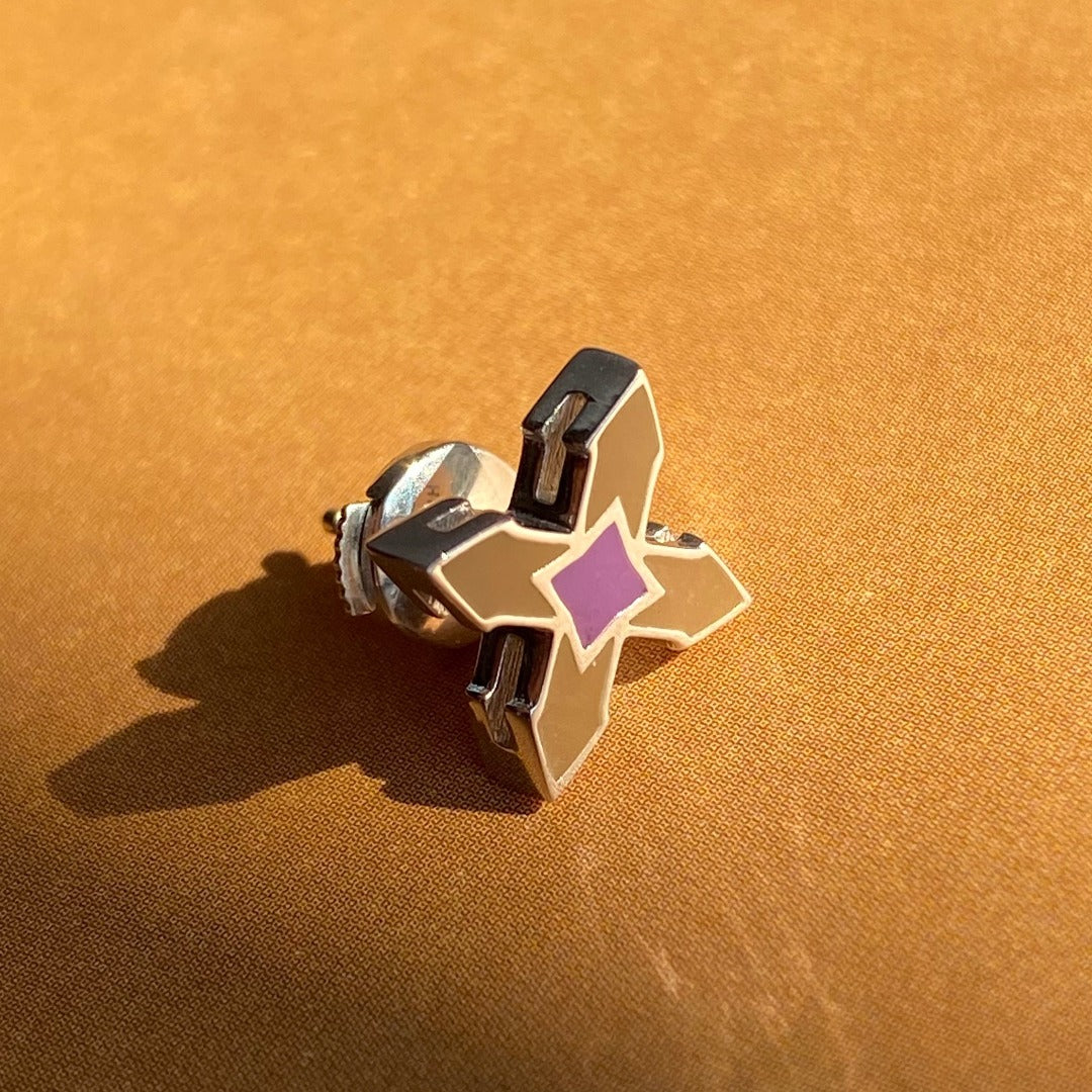 STUD STAR “STAINED GLASS” / SILVER & COLORED ENAMEL