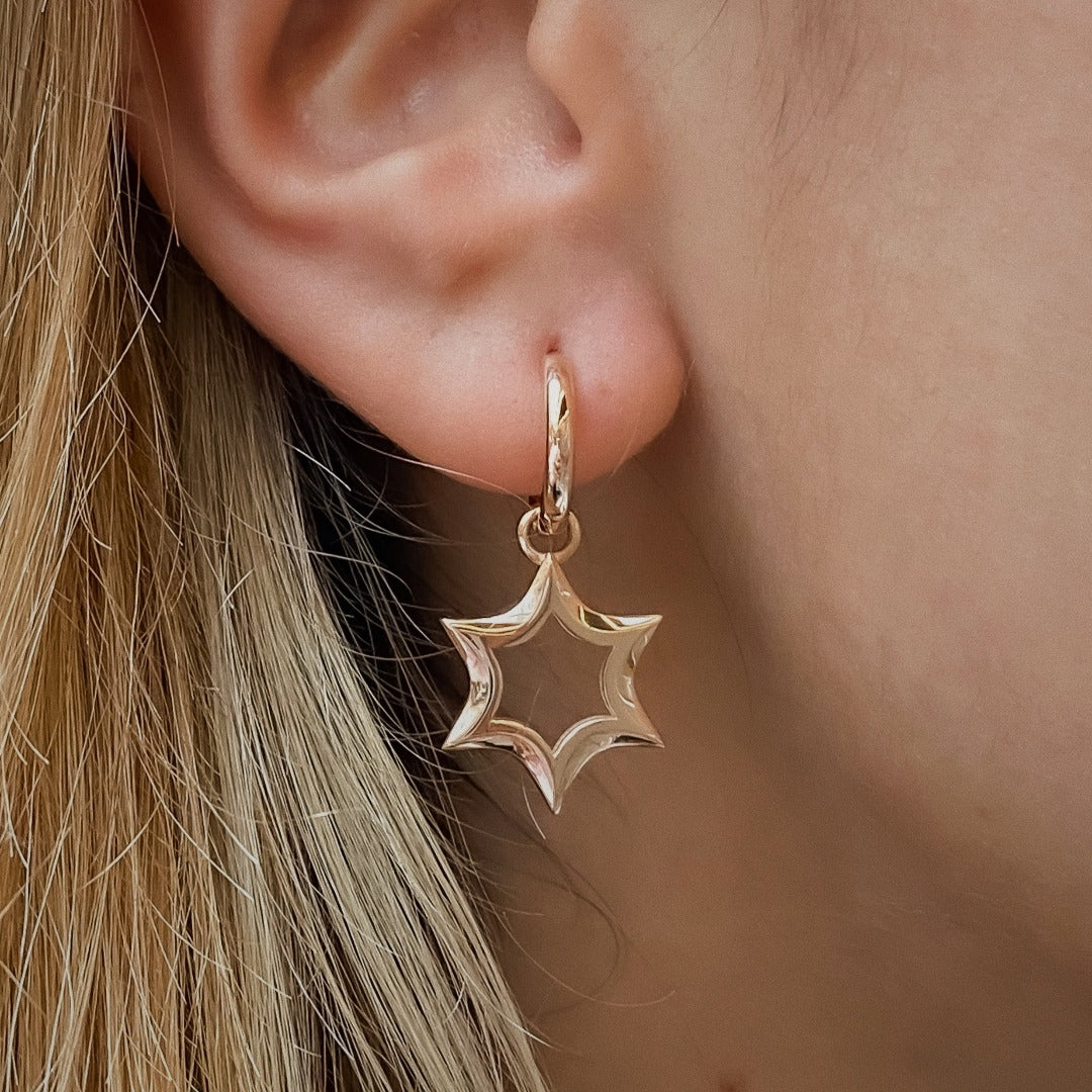 EARRING "STAR OF DAVID" / SOLID GOLD