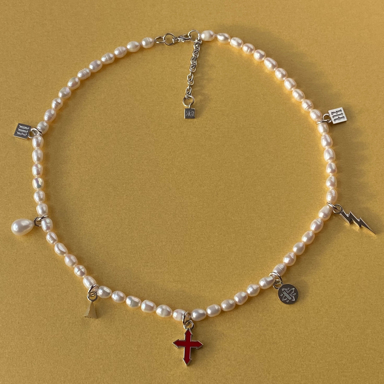 CHOKER "222" WITH CROSS WITH ENAMEL / SILVER