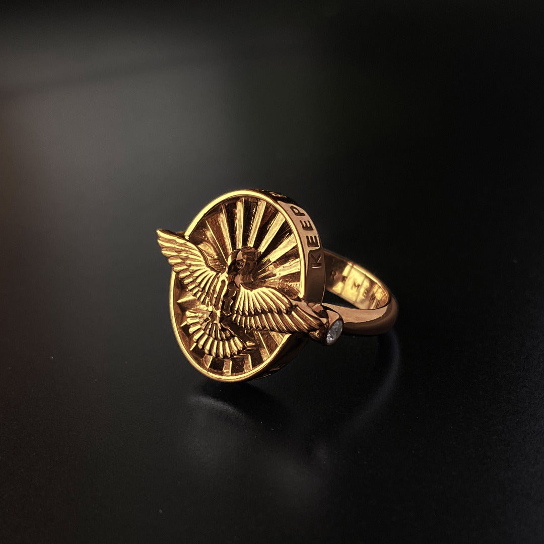 RING "DOVE" WITH WHITE DIAMONDS / SOLID GOLD