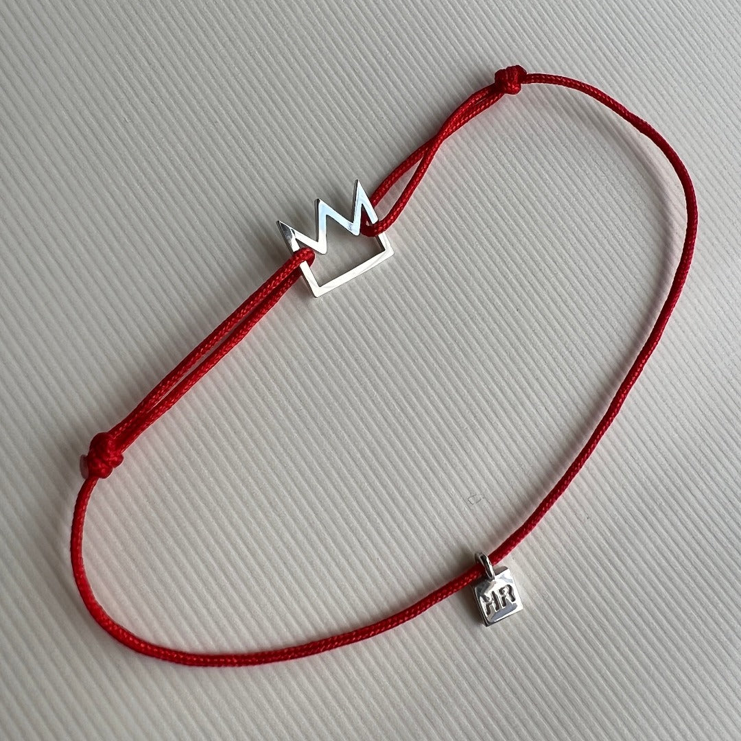 Cord Bracelet Crown / Solid Gold White / Red